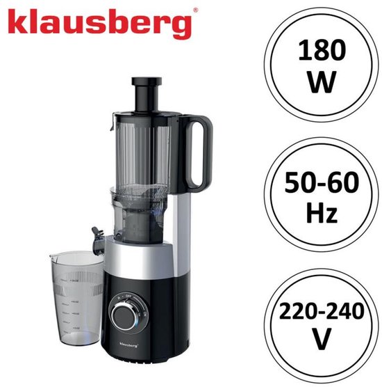 Nieuw - Klausberg KB-7871 Slowjuicer – Cold Press - Stille verticale juicer sapcentrifuge met brede vulopening – Fruitpers - Zwart/Zilver