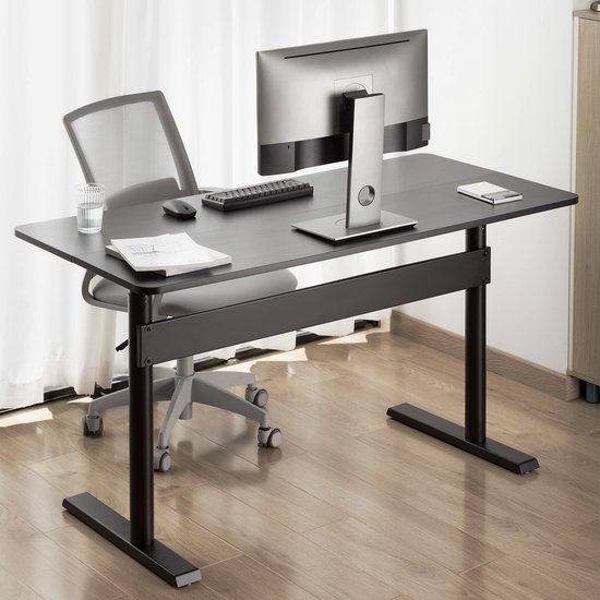 Ergo Office - Bureau - In hoogte verstelbaar ergonomisch bureau 140x68cm - staand en zittend werken, max hoogte 115cm, ER-453