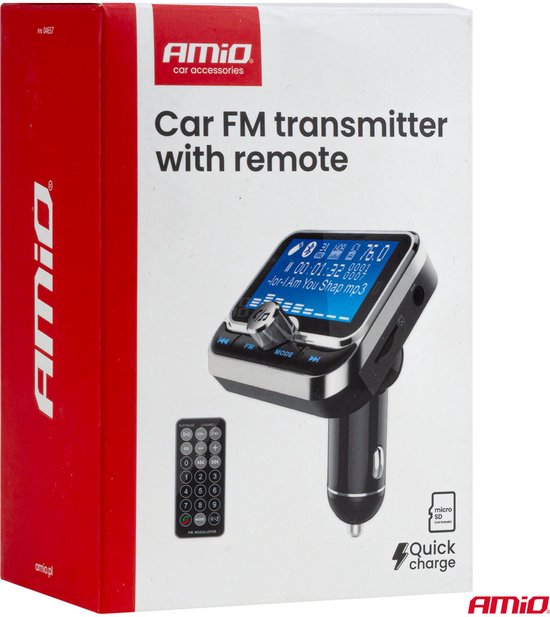Car FM Transmitter with Remote 2×USB-A 12V 24V – Bluetooth, Hands-Free Bellen en Multifunctioneel
