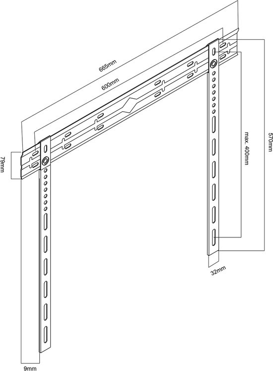 Maclean - TV houder - Ultra platte muurbeugel voor TV - 40-85" - max VESA 600x400 - tot 80kg, MC-123