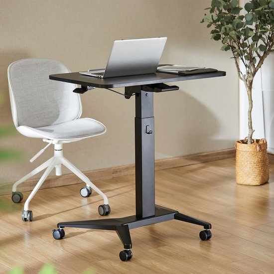 Maclean - zit-sta bureau - laptoptafel - Verrijdbaar laptop bureau - hoogteverstelling - 80x52cm, 8kg max, 109cm - MC-453B - Zwart