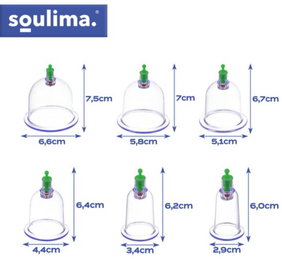 Soulima Chinese cupping set 12 delig zonder vuur met handpomp en magnetische cups