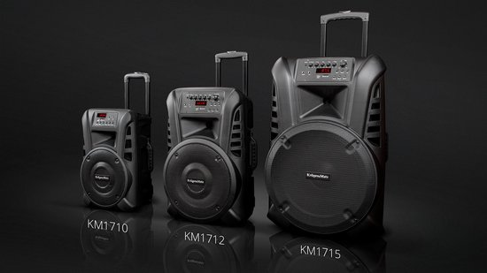 Krüger & Matz KM1715 professionele mobiele luidspreker party speaker box (met 2 UHF draadloze microf