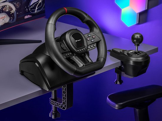 Tracer Gaming Stuurwiel - 6 in 1 Stuur - Pedalen en Versnellingspook - PC/PS4/PS3/Xbox One/Switch