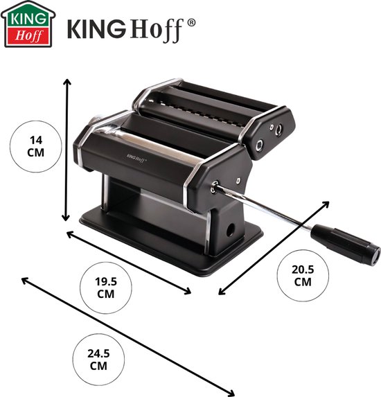 Kinghoff KH-1927 - Pastamachine - handmatig - staal - 15 cm - zwart, KINGHoff