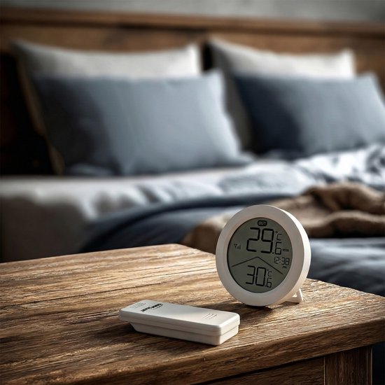 GreenBlue - Draadloze weerstation - temperatuur IN/OUT - klok - keuze uit °C / °F - bereik tot 60 m - GB162 - Wit