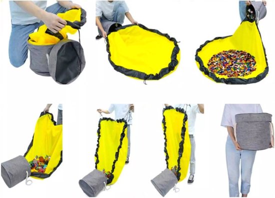 Multifunctioneel Opbergkleed Voor Lego - Speelgoed Organizer - Speelmat - opbergmand voor Kinderen - Geel - Lego Mat
