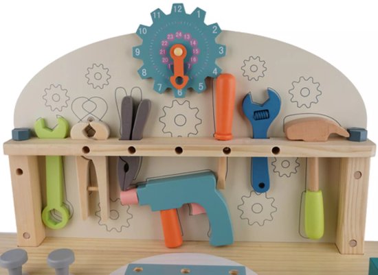 Kruzzel speelgoedwerkbank voor kinderen – 3‑in‑1 met gereedschap
