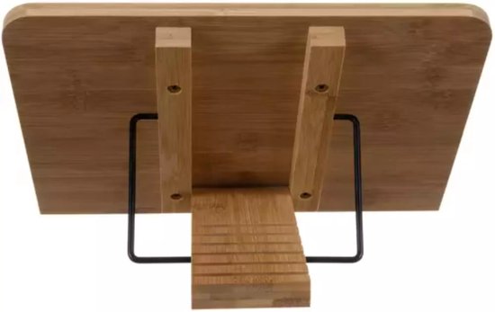 Malatec Kookboeken standaard - bamboe - verstelbaar - metaal - 21 x 28 cm - tablet houder