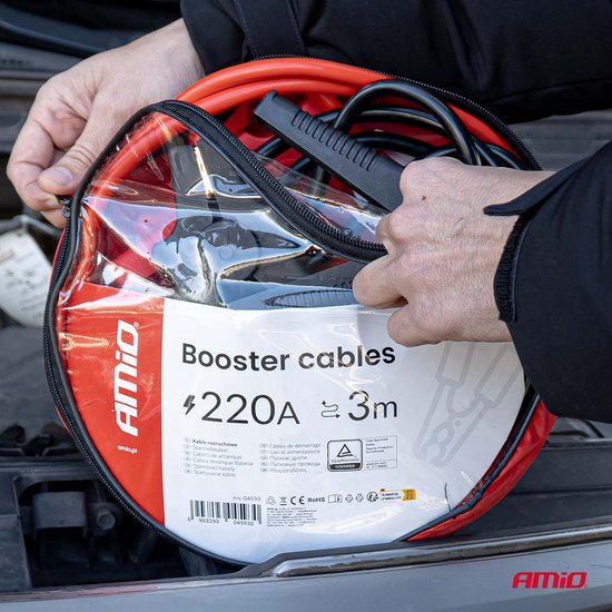 Booster Cables 220A 3m TÜV – Professionele Startkabels voor 12V Benzine Voertuigen