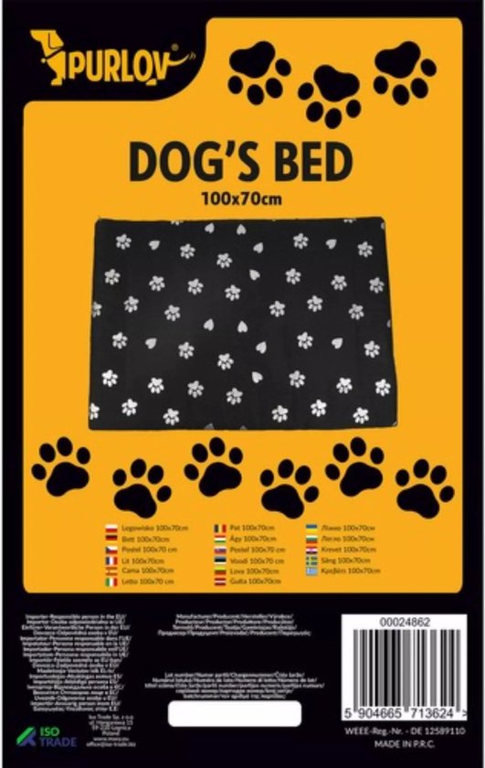 Purlov Hondenmand 100x70cm - Waterdicht - Geschikt voor Grote Honden
