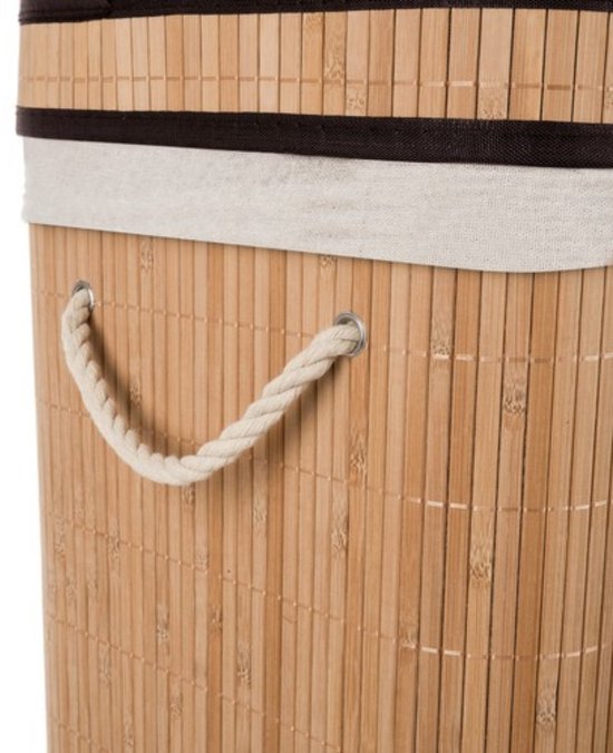 Ruhhy Wasmand dubbel - bamboe - 100 liter - 60 x 54 cm - lichte en donkere was - natuurlijke look