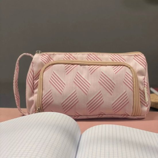 Maaleo Grote School Etui - Roze - Twee Vakken - Ruime Organizer