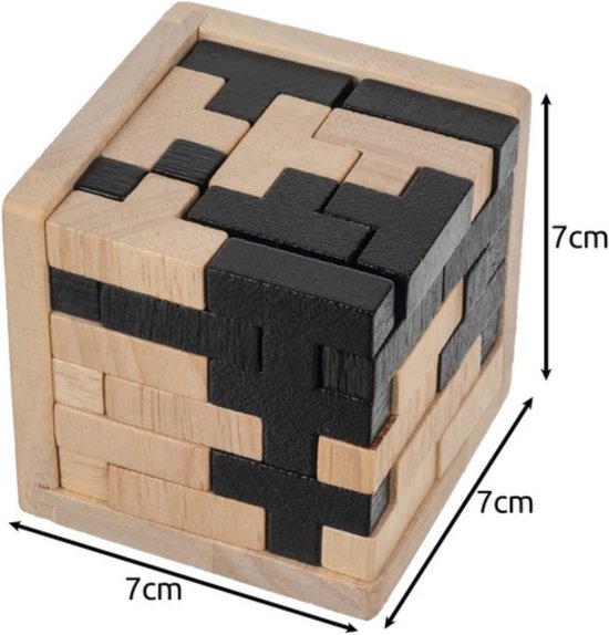 Houten 3D Puzzel | Kubus | Tetris puzzel | 50 delig | Breinbreker