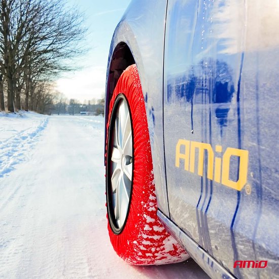 AMiO Textiele Sneeuwkettingen/Sneeuwsokken voor Autobanden XS - EN16662-1 / Önorm V5121 Rood (2 stuks)
