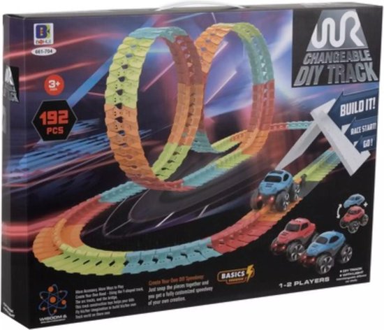 Kruzzel Flexibele Racebaan: 193-Delige Set met LED Auto