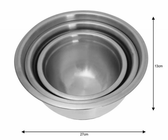 Klausberg KB7388 RVS Mengkom Set - 3-deligs (1.6L, 3L & 5L) - Antislip Silicone Basis - Stapelbaar - Moderne Satijn Afwerking