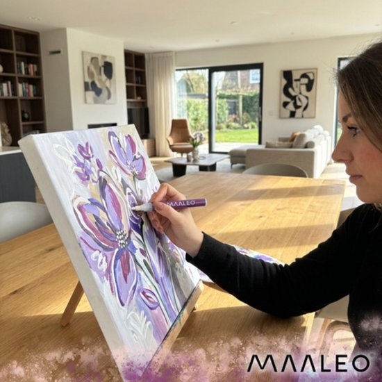 Maaleo Acrylmarkers Set 16 Kleuren – 8 ml, Sterke Dekking, Waterbestendig na Droging