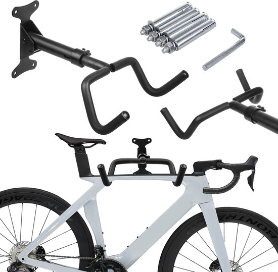 Maclean - Fiets muurbeugel - Fietsenrek - Wandmontage / Ophangsysteem - max. belasting 30kg - Zwart