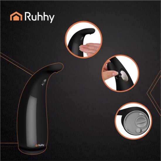 Ruhhy touchless zeepdispenser zwart – 300 ml sensorbediening