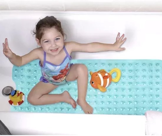 Ruhhy Antislip Badmat 100x40 cm - Blauw, Veilig en Comfortabel