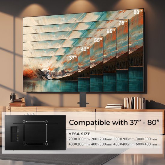 Maclean - TV-beugel - Elektrische uittrekbare bevestiging - 37''-80'', VESA 600x400, max 60kg, MC-866T