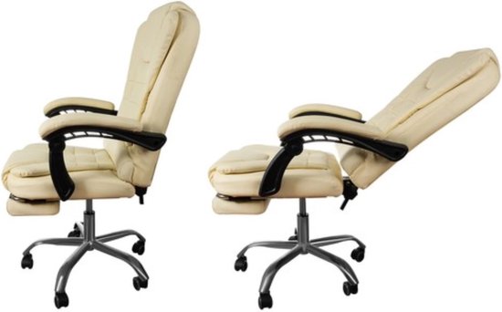 Malatec Bureaustoel 23287 - Crème Wit - Eco-leer: Ultiem Comfort voor Uw Werkplek