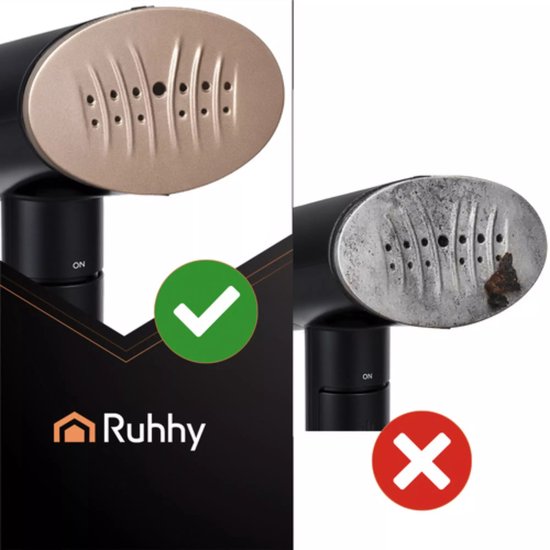 Ruhhy Kledingstomer handstomer - aluminium stoomplaat met tefloncoating - 28 × 11,5 × 13 cm - zwart - 2000 W, 3 stoomniveaus, voor thuis en reis