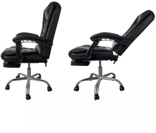 Malatec Bureaustoel – Zwart – Ergonomisch – Verstelbaar – Voetsteun – Kunstleer