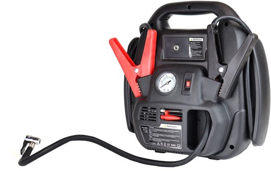 AMiO Jump Starter 12V 17Ah 900A 4in1 – Multifunctioneel Auto Accu Starter, Powerbank en Compressor JS01 Noodsituatie