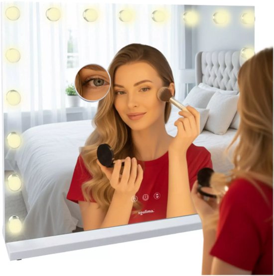 Soulima LED make-up spiegel 80x62 cm – verstelbaar licht en 10x vergrotende spiegel