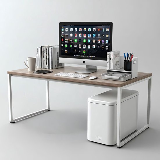 Ergo Office - Bureau-organizer met lade en boekensteun | Bureau-benodigdheden-organiser Bureaulade tot 10 kg Wit