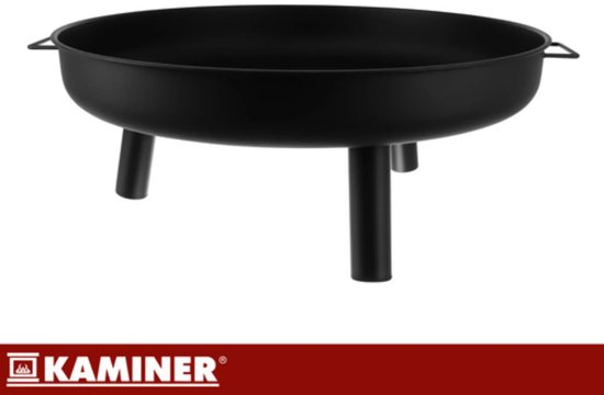 Kaminer Ronde vuurschaal 80 cm zwart met 3 poten en handgrepen voor tuin of terras