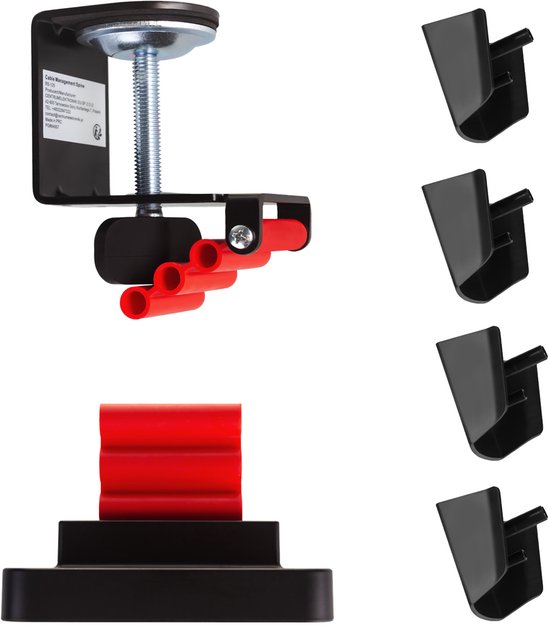 Nano RS - Kabelopberggeer - kabelgoot - kabelrooster - voor bureau 1345mm, zwart en rood, RS125