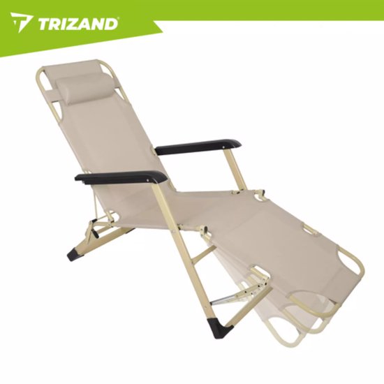 Trizand 3-in-1 tuinligstoel voor terras, tuin of strand met verstelbare rugleuning, beensteun en dik wasbaar kussen
