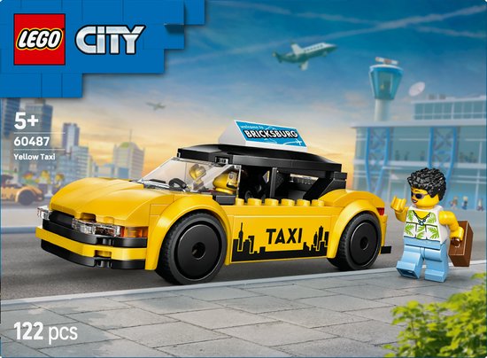 LEGO® City Gele Taxi - Modelautobouwset met 2 Minifiguren - Klassieke Speelgoedtaxi - 60487