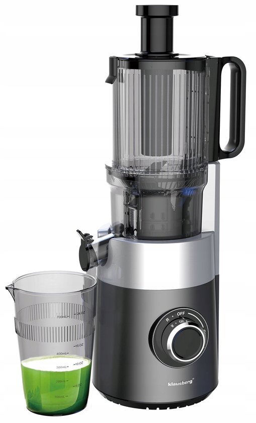 Klausberg KB-7881 Slowjuicer – Groenten- en Fruitpers | Cold Press | Brede XXL 113mm Invoer | RVS Behuizing | Stille Werking