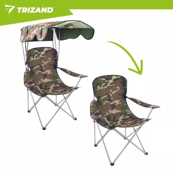 Trizand visstoel camouflage met zonnescherm en muskietennet draagkracht 100 kg voor vissen kamperen en outdoor