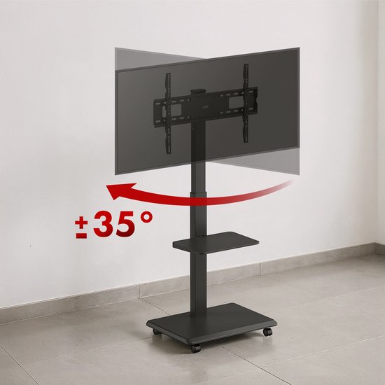ErgoOffice - TV-standaard - trolley - max. belasting 50kg / 5kg plank - max. VESA 600x400 - ingebouwde contactdoos - zwart, ER-304 B