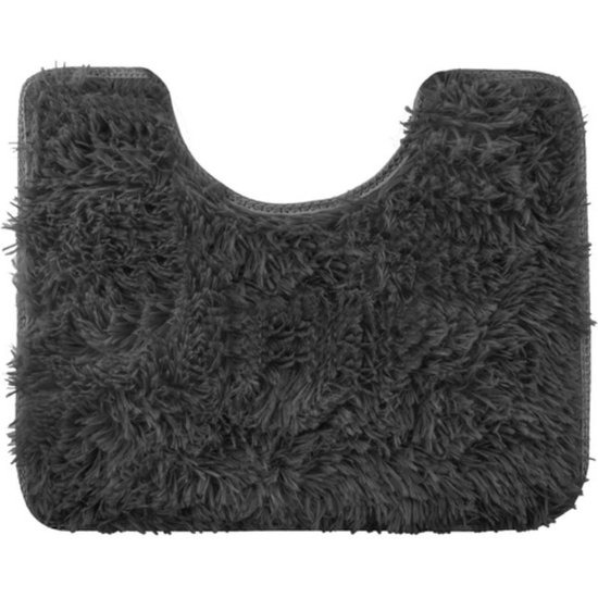 Ruhhy Badmatten set - 3-delig - hoogpolig - grijs - voor toilet en douche - met anti-slip laag
