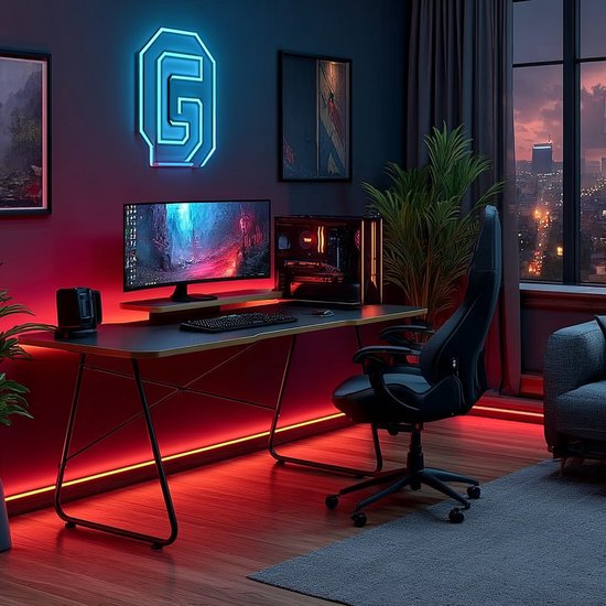 NanoRS - Bureau - Gaming bureau met monitor legbord - max. 50kg, hoogte 850mm, zwart, RS170