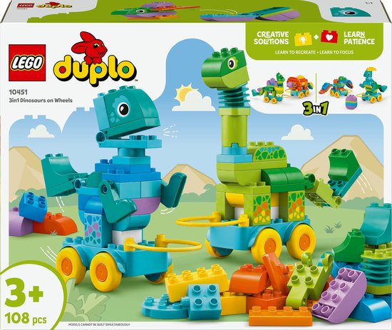 LEGO® DUPLO® Stad 3-in-1 Dinosaurussen op Wielen - 10451