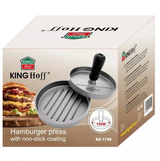 Kinghoff - Hamburgerpers - Aluminium - Antikleef - 12cm