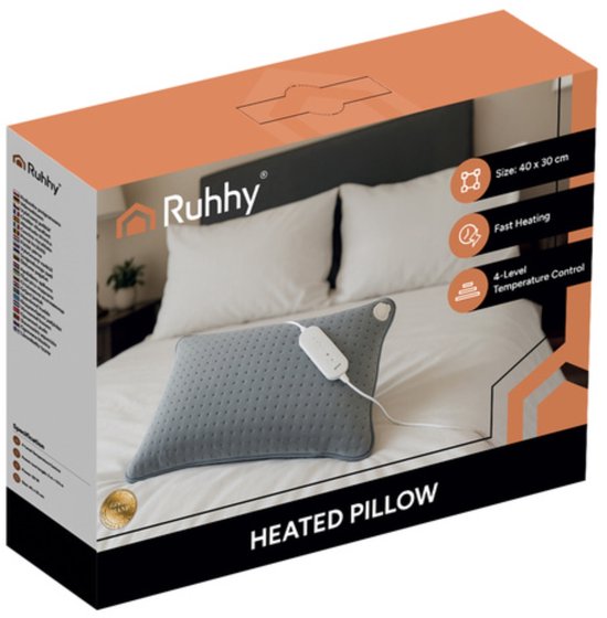 Ruhhy Verwarmd kussen 40x30 cm met instelbare warmtestanden en afneembare wasbare hoes veilig en comfortabel