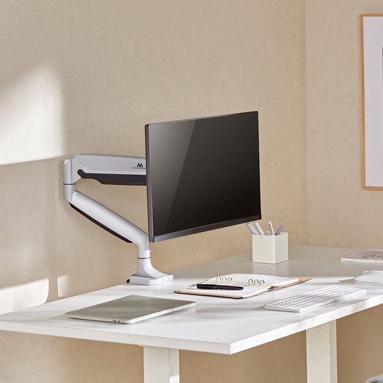 Maclean MC-969 - Monitorbeugel - Monitorsteun - dubbele arm - met gasveer - 17"-45" - tot 16 kg - Zilver