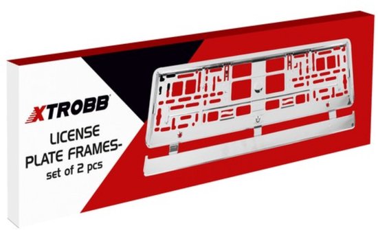 Xtrobb Kentekenplaathouder - 2x stuks - zilver - ABS - 53 x 14 cm - nummerplaathouder - kentekenplaat - auto