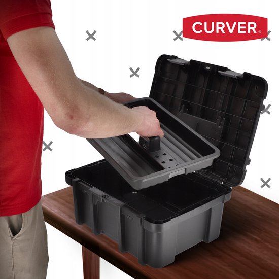 Keter Wide Toolbox Gereedschapskoffer - 16 inch - 41,9x32,7x20,5cm - Zwart