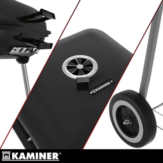 Kaminer Houtskoolbarbecue met deksel, 77 x 53 x 46 cm voor tuin en terras