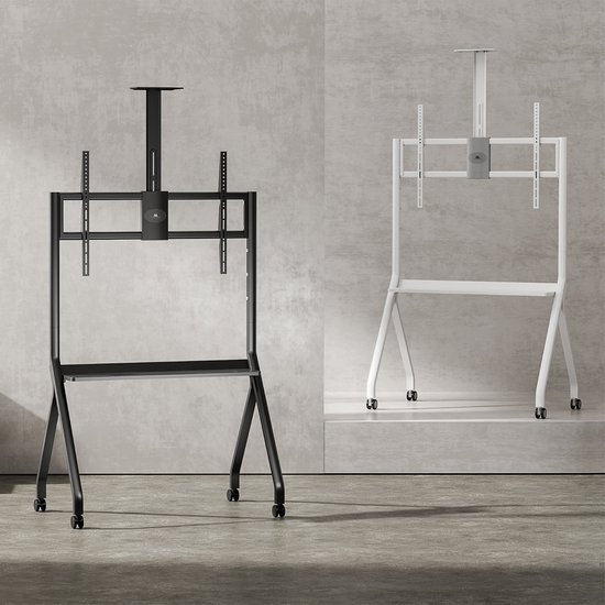 Maclean TV-standaard / trolley, camera plank, op wielen, 55-100", max. belasting 120kg/10kg plank, max. VESA 900x600, zwart, MC-114 B