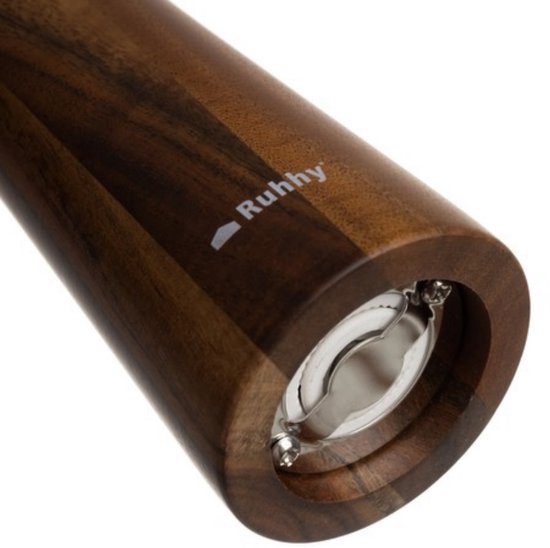 Ruhhy Zout- en pepermolen set - acacia hout - 21 x 6 cm - pepermolens en zoutmolens